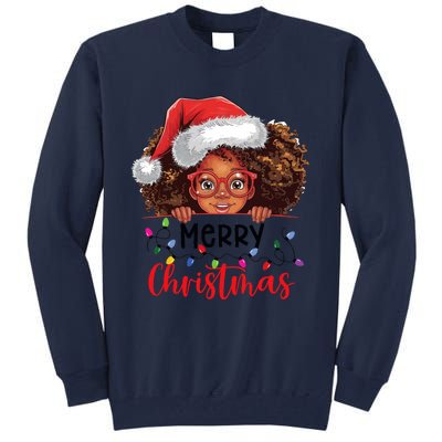 African American Merry Christmas African Black Women Girl Tall Sweatshirt