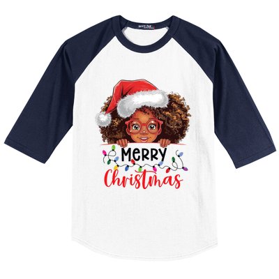 African American Merry Christmas African Black Women Girl Baseball Sleeve Shirt