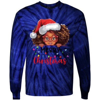 African American Merry Christmas African Black Women Girl Tie-Dye Long Sleeve Shirt