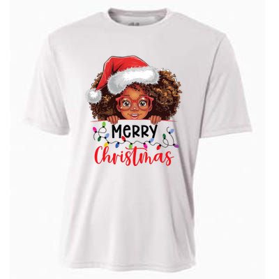 African American Merry Christmas African Black Women Girl Cooling Performance Crew T-Shirt