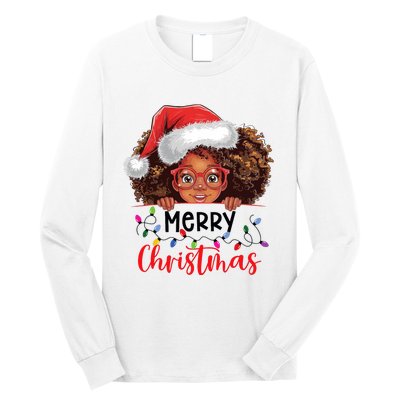 African American Merry Christmas African Black Women Girl Long Sleeve Shirt