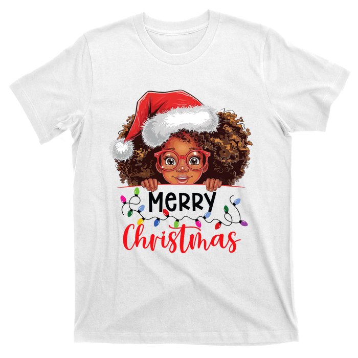 African American Merry Christmas African Black Women Girl T-Shirt