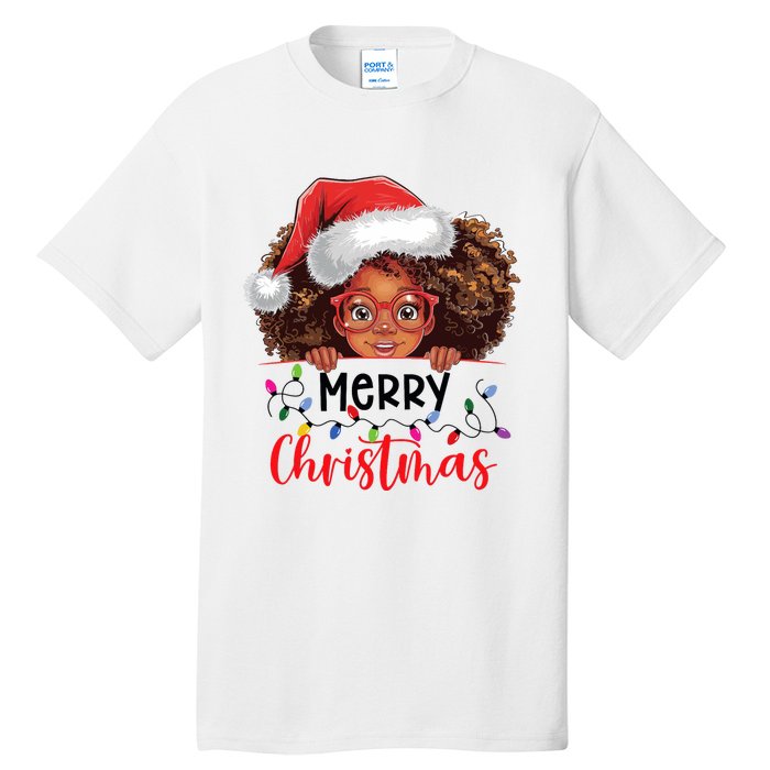 African American Merry Christmas African Black Women Girl Tall T-Shirt