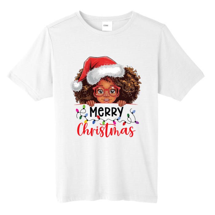 African American Merry Christmas African Black Women Girl Tall Fusion ChromaSoft Performance T-Shirt