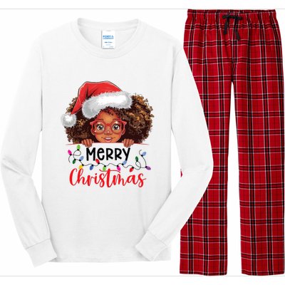 African American Merry Christmas African Black Women Girl Long Sleeve Pajama Set