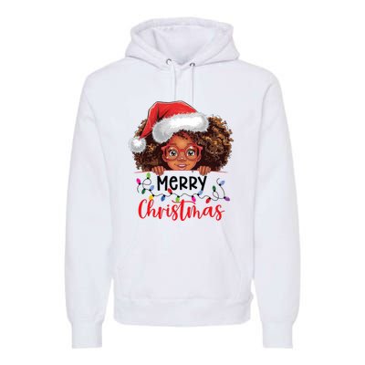 African American Merry Christmas African Black Women Girl Premium Hoodie