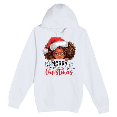 African American Merry Christmas African Black Women Girl Premium Pullover Hoodie