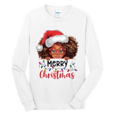 African American Merry Christmas African Black Women Girl Tall Long Sleeve T-Shirt