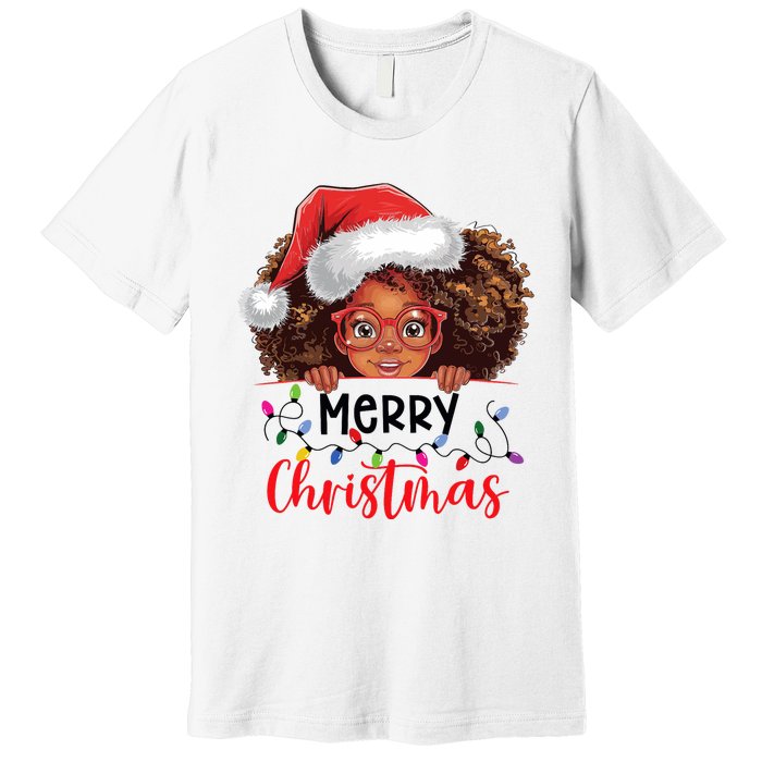 African American Merry Christmas African Black Women Girl Premium T-Shirt