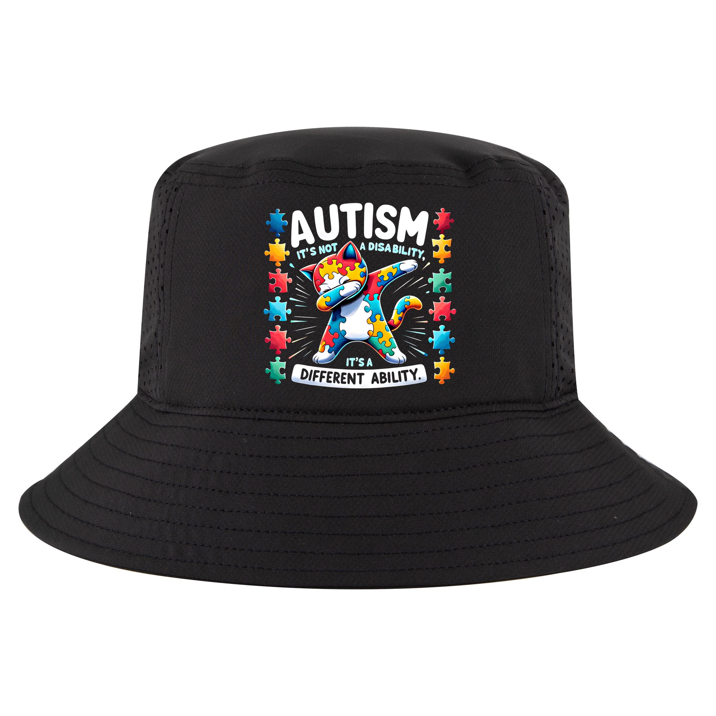 Autism Awareness Month Autism Cat Dabbing Support Autism Gift Cool Comfort Performance Bucket Hat
