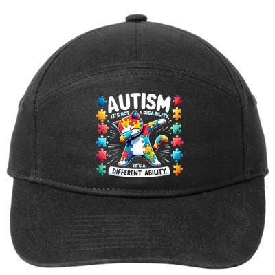 Autism Awareness Month Autism Cat Dabbing Support Autism Gift 7-Panel Snapback Hat