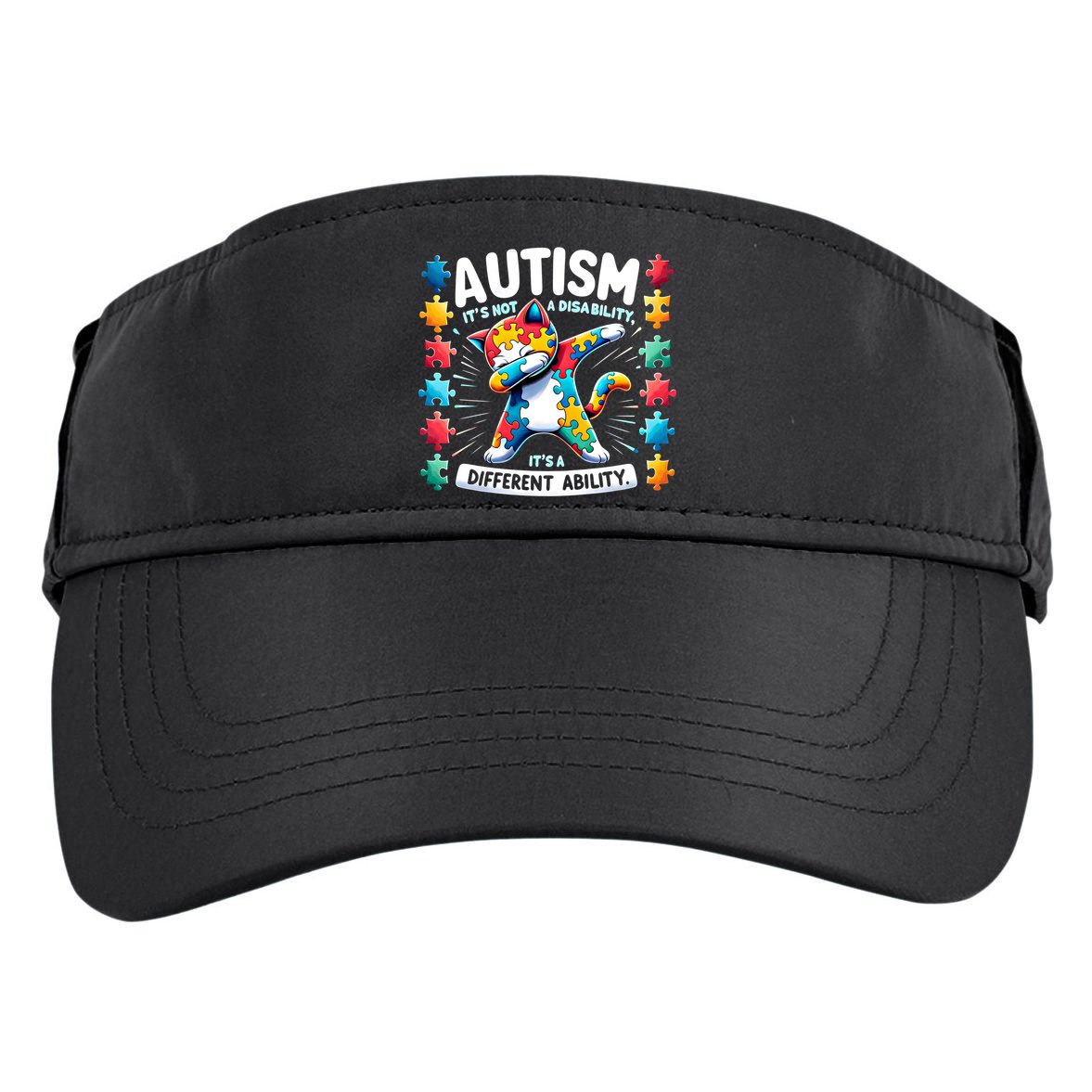 Autism Awareness Month Autism Cat Dabbing Support Autism Gift Adult Drive Performance Visor