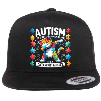 Autism Awareness Month Autism Cat Dabbing Support Autism Gift Flatbill Hat