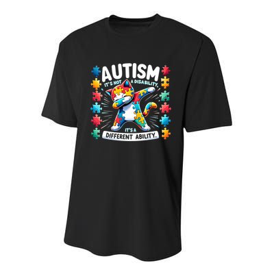 Autism Awareness Month Autism Cat Dabbing Support Autism Gift Youth Performance Sprint T-Shirt