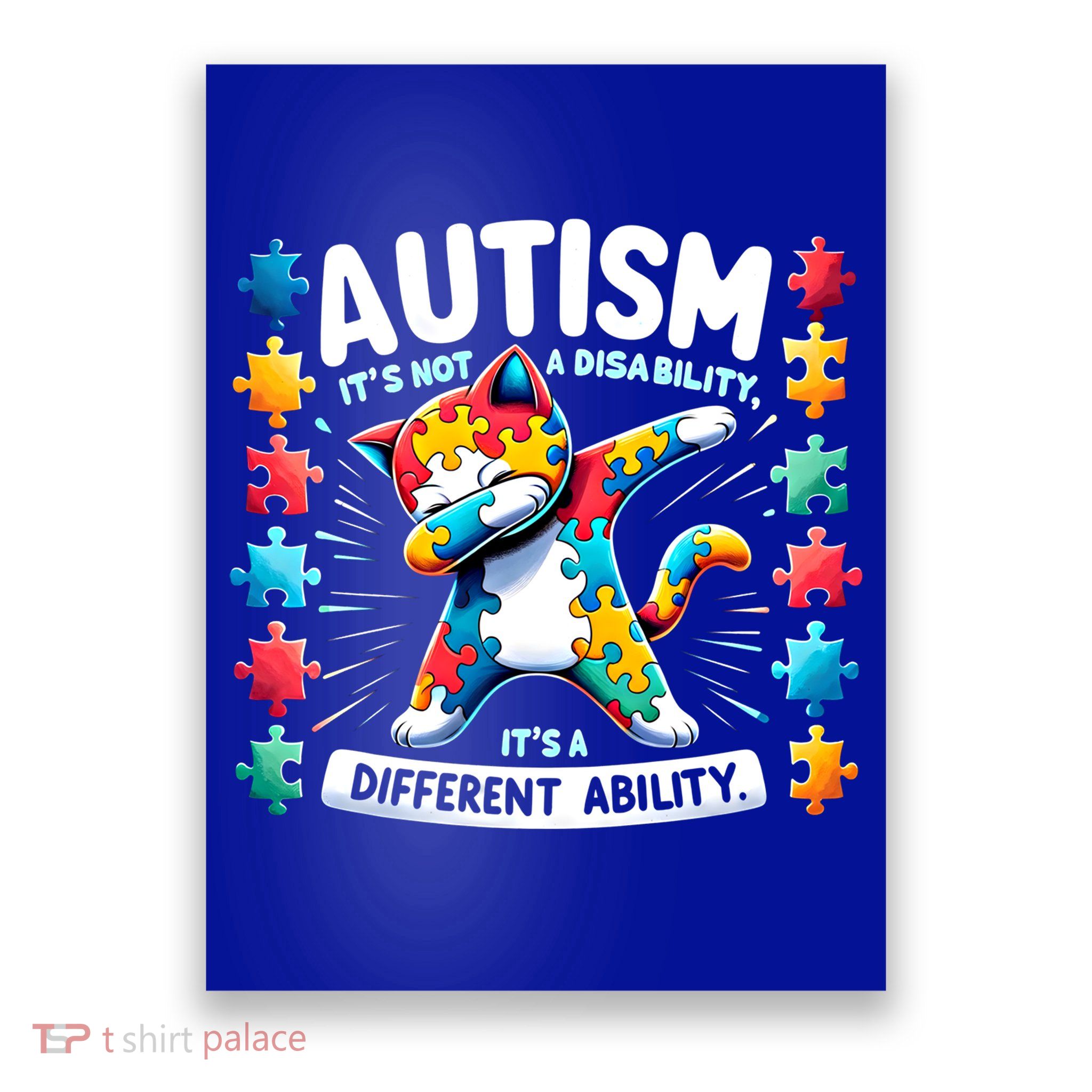 Autism Awareness Month Autism Cat Dabbing Support Autism Gift Poster