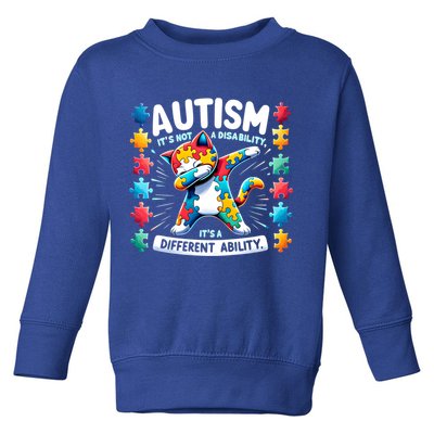 Autism Awareness Month Autism Cat Dabbing Support Autism Gift Toddler Sweatshirt