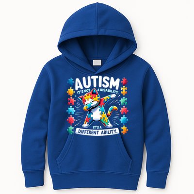 Autism Awareness Month Autism Cat Dabbing Support Autism Gift Kids Hoodie