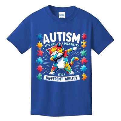 Autism Awareness Month Autism Cat Dabbing Support Autism Gift Kids T-Shirt
