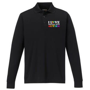 Autism Awareness Month Autism Mom I Love Someone With Autism Funny Gift Performance Long Sleeve Polo