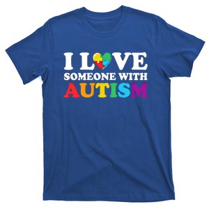 Autism Awareness Month Autism Mom I Love Someone With Autism Funny Gift T-Shirt