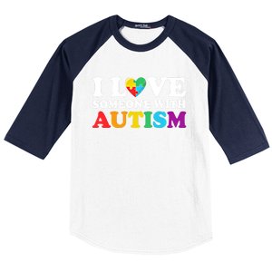 Autism Awareness Month Autism Mom I Love Someone With Autism Funny Gift Baseball Sleeve Shirt