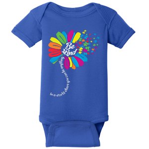 Autism Awareness Month Be Kind Sunflower Great Gift Baby Bodysuit