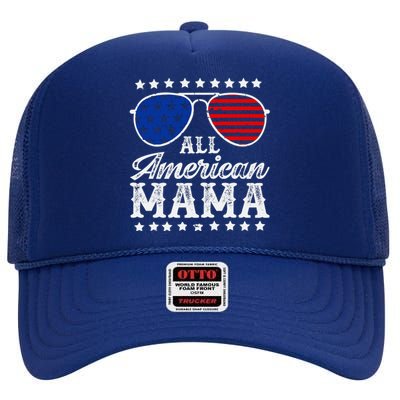 All American Mama 4th Of July Mothers Day Sunglasses Family High Crown Mesh Back Trucker Hat