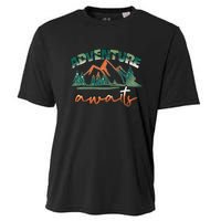 Adventure Awaits Mountains Outdoor Hiking Camping Gift Cooling Performance Crew T-Shirt