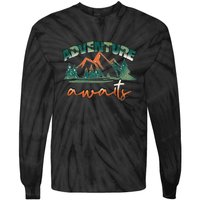 Adventure Awaits Mountains Outdoor Hiking Camping Gift Tie-Dye Long Sleeve Shirt