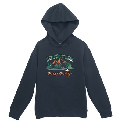 Adventure Awaits Mountains Outdoor Hiking Camping Gift Urban Pullover Hoodie