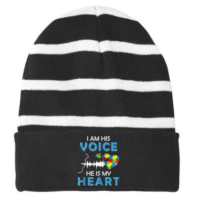 Autism Awareness Month Autism For Woman Cute Autism Mom Zip Hoodie Striped Beanie with Solid Band