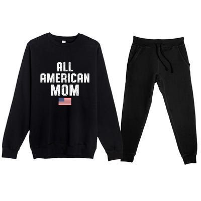 All American Mom USA Flag Premium Crewneck Sweatsuit Set