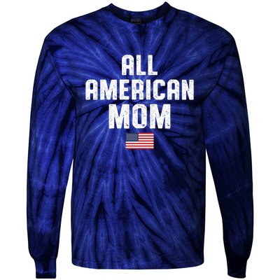 All American Mom USA Flag Tie-Dye Long Sleeve Shirt