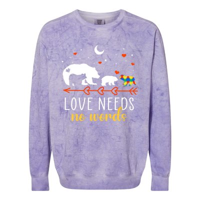 Autism Awareness Month Day Mama Bear Autism Support Love Mom Great Gift Colorblast Crewneck Sweatshirt