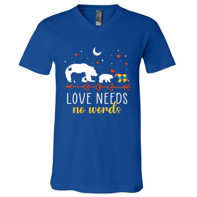 Autism Awareness Month Day Mama Bear Autism Support Love Mom Great Gift V-Neck T-Shirt