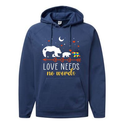 Autism Awareness Month Day Mama Bear Autism Support Love Mom Great Gift Performance Fleece Hoodie