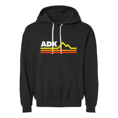 Adk Adirondack Mountains Retro Garment-Dyed Fleece Hoodie