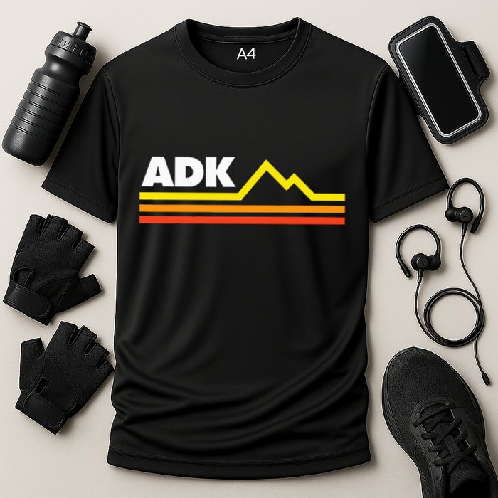 Adk Adirondack Mountains Retro Cooling Performance Crew T-Shirt