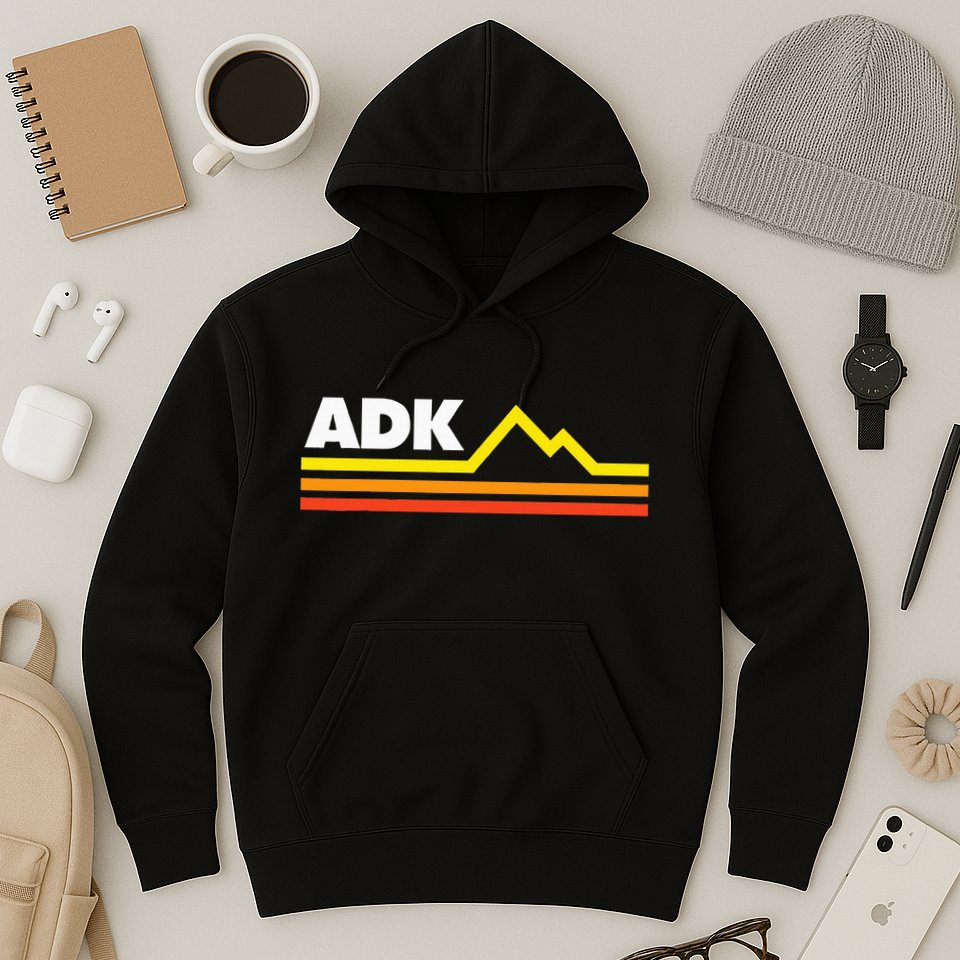 Adk Adirondack Mountains Retro Hoodie