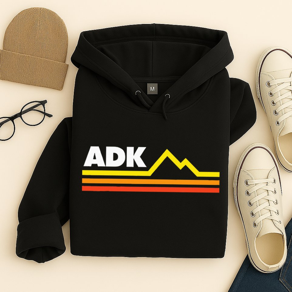 Adk Adirondack Mountains Retro Hoodie