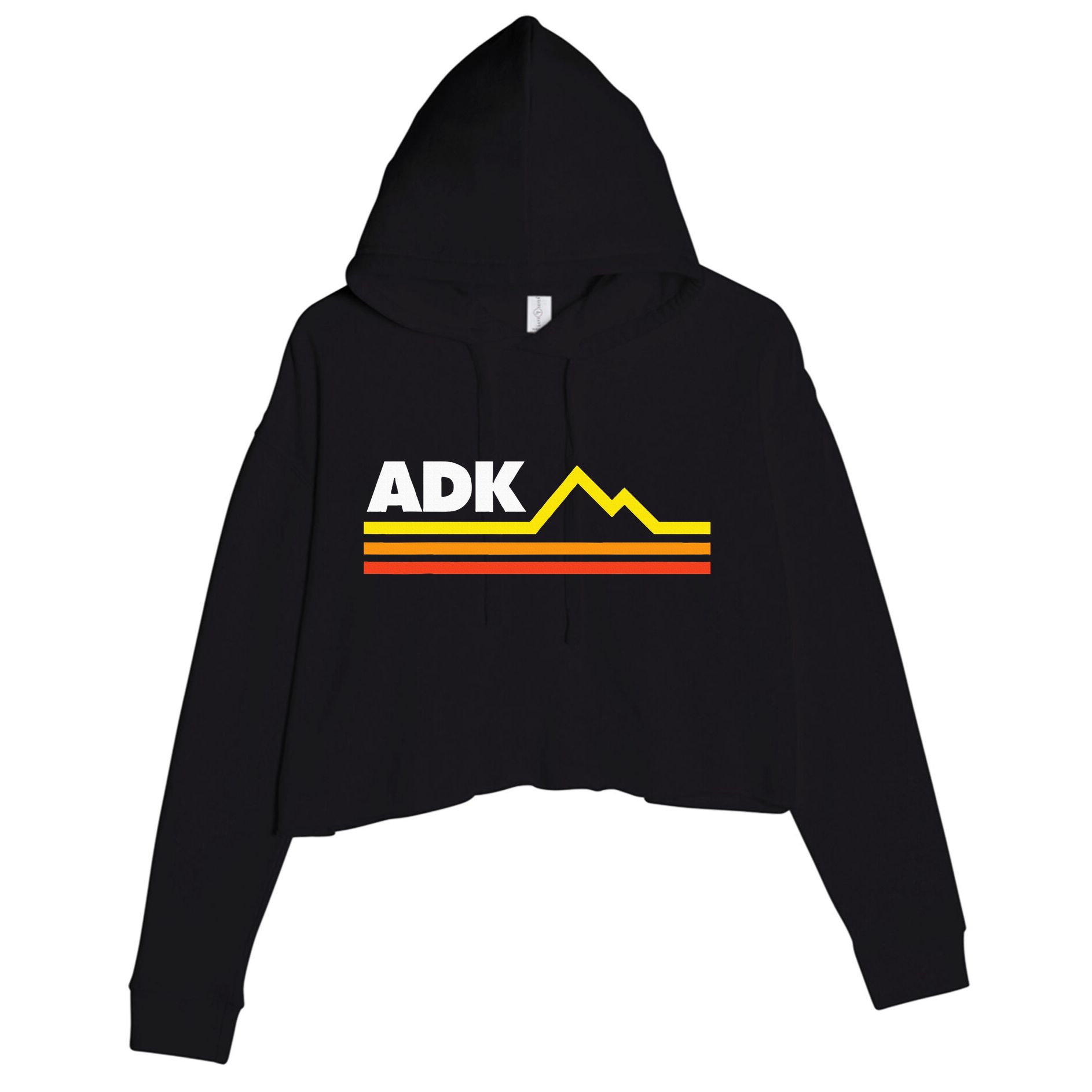 Adk Adirondack Mountains Retro Crop Fleece Hoodie