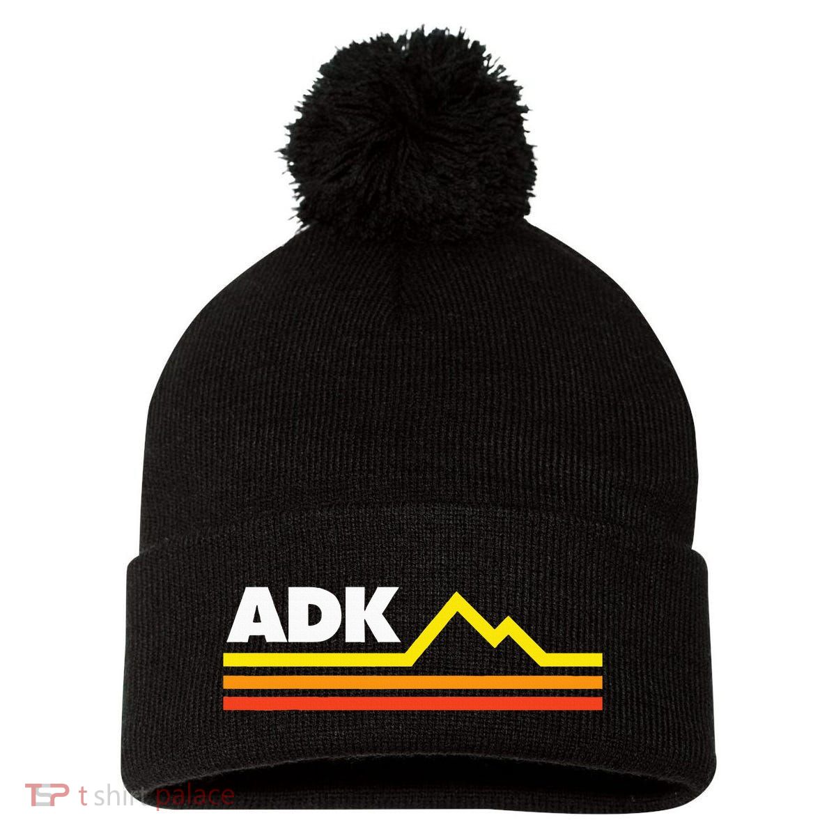 Adk Adirondack Mountains Retro Pom Pom 12in Knit Beanie