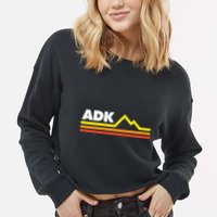 Adk Adirondack Mountains Retro Cropped Pullover Crew