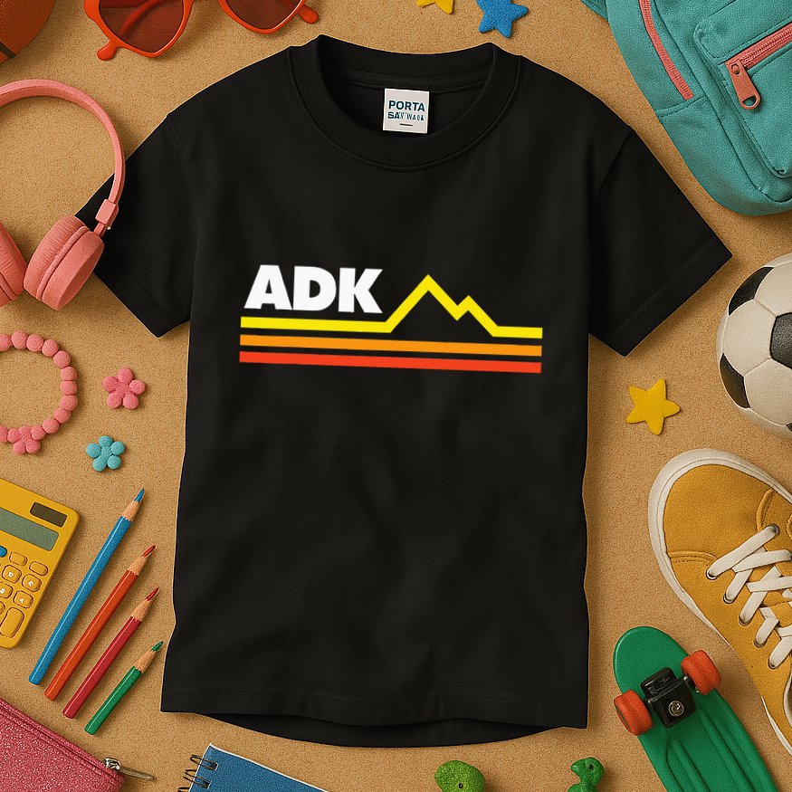 Adk Adirondack Mountains Retro Kids T-Shirt