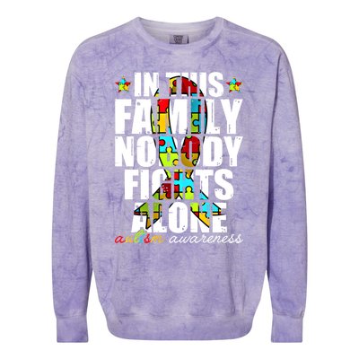 Autism Awareness Month Family Support Mom Son Daughter Gift Colorblast Crewneck Sweatshirt