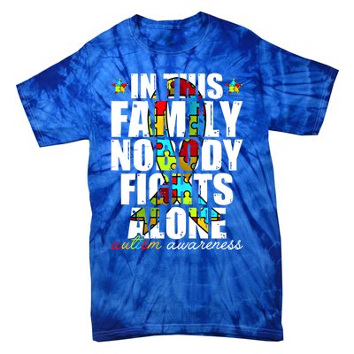 Autism Awareness Month Family Support Mom Son Daughter Gift Tie-Dye T-Shirt