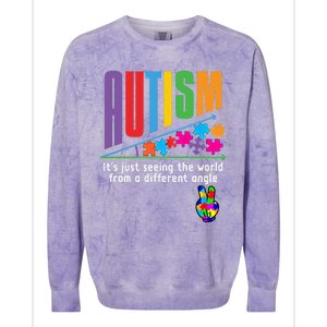 Autism Awareness Month ItS Just Seeing The World Different Funny Gift Colorblast Crewneck Sweatshirt