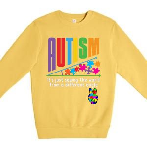 Autism Awareness Month ItS Just Seeing The World Different Funny Gift Premium Crewneck Sweatshirt