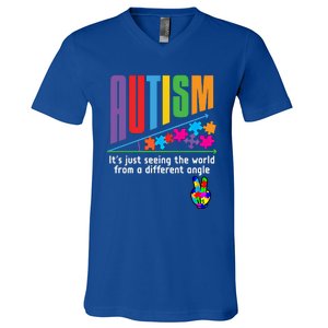 Autism Awareness Month ItS Just Seeing The World Different Funny Gift V-Neck T-Shirt