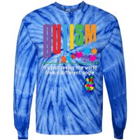 Autism Awareness Month ItS Just Seeing The World Different Funny Gift Tie-Dye Long Sleeve Shirt